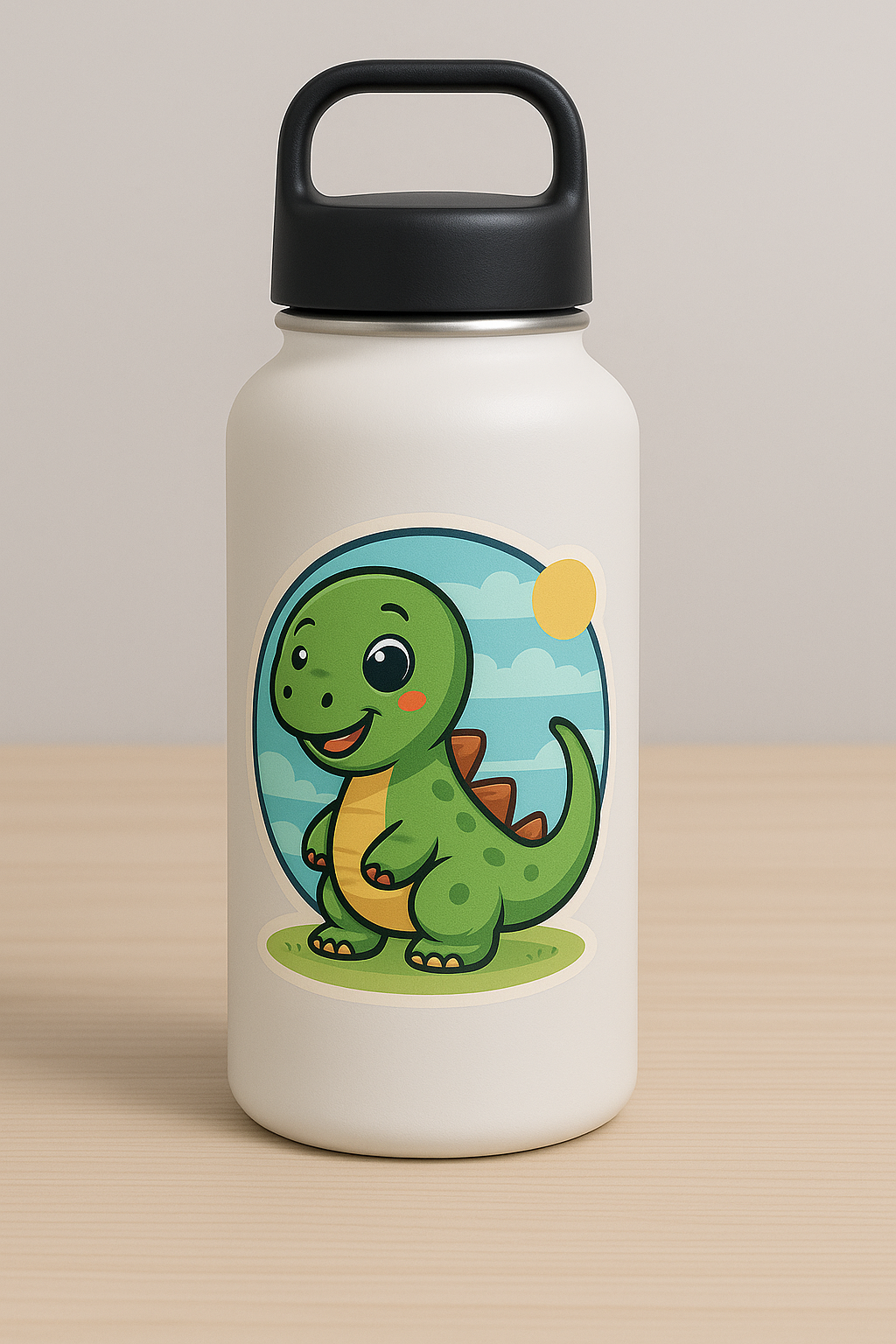 Personalized bottle with dinosaur design