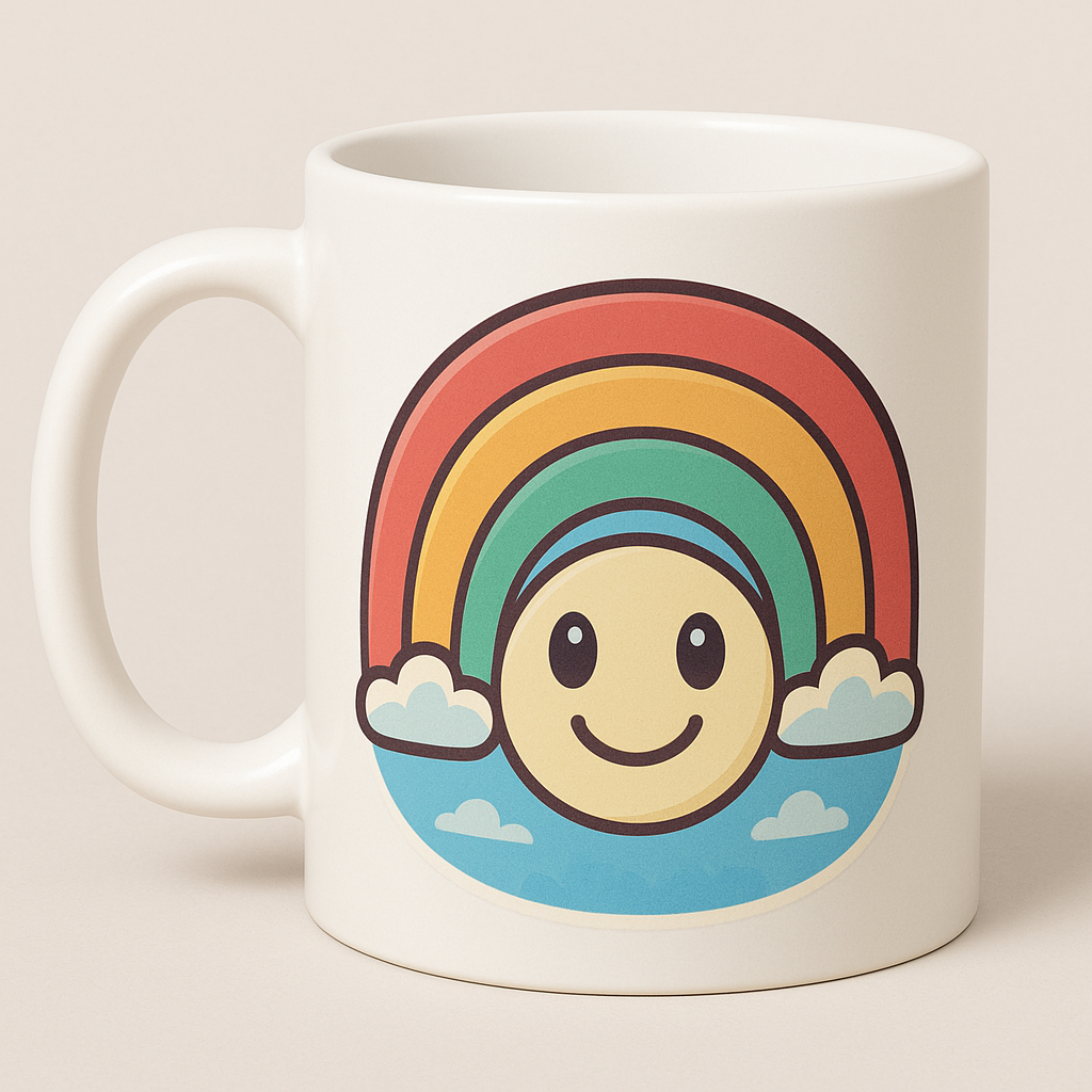 personalized mug with rainbow design
